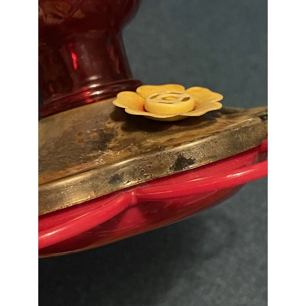 20oz Vintage Red Glass‎ Bottle Hummingbird Feeder Perky Pet Nectar Feeder Hanger